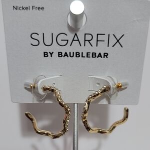 Baublebar Sugar Fix Zigzag Gold Tone Hoop With Rhinestone Earrings